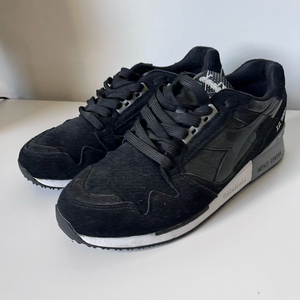 Diadora I.C 4000 Premium 170945-C0787 Mens Black Suede Lifestyle Sneakers Shoes